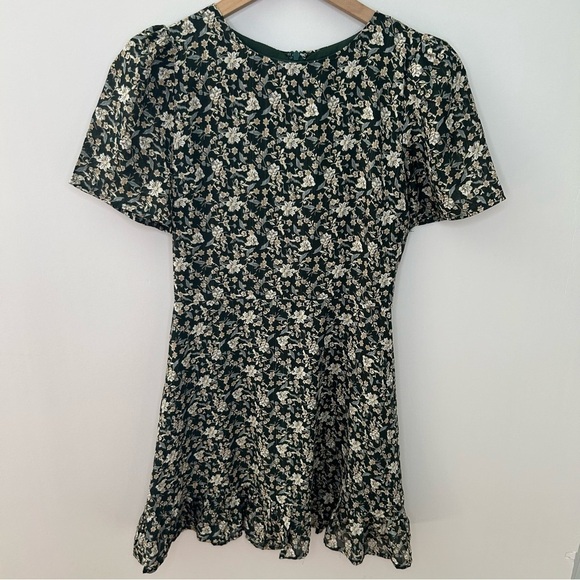 Vici Dresses & Skirts - VICI from Nordstrom Dark Green Floral Dress with Metallic Stripe, Size XS